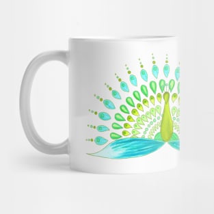 Turquoise and lime green mandala peacock Mug